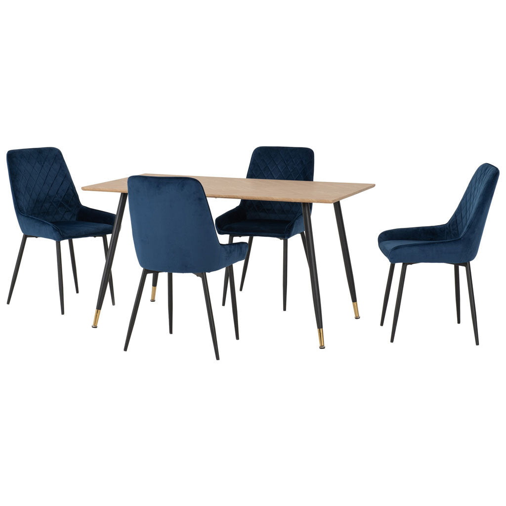 Wooden Dining Table With 4 Avery Dining Chairs - Hamilton