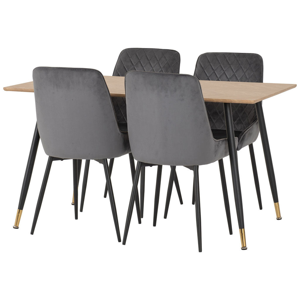 Wooden Dining Table With 4 Avery Dining Chairs - Hamilton