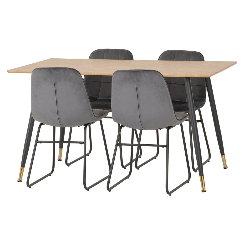Wooden Dining Table With 4 Lukas Dining Chairs - Hamilton