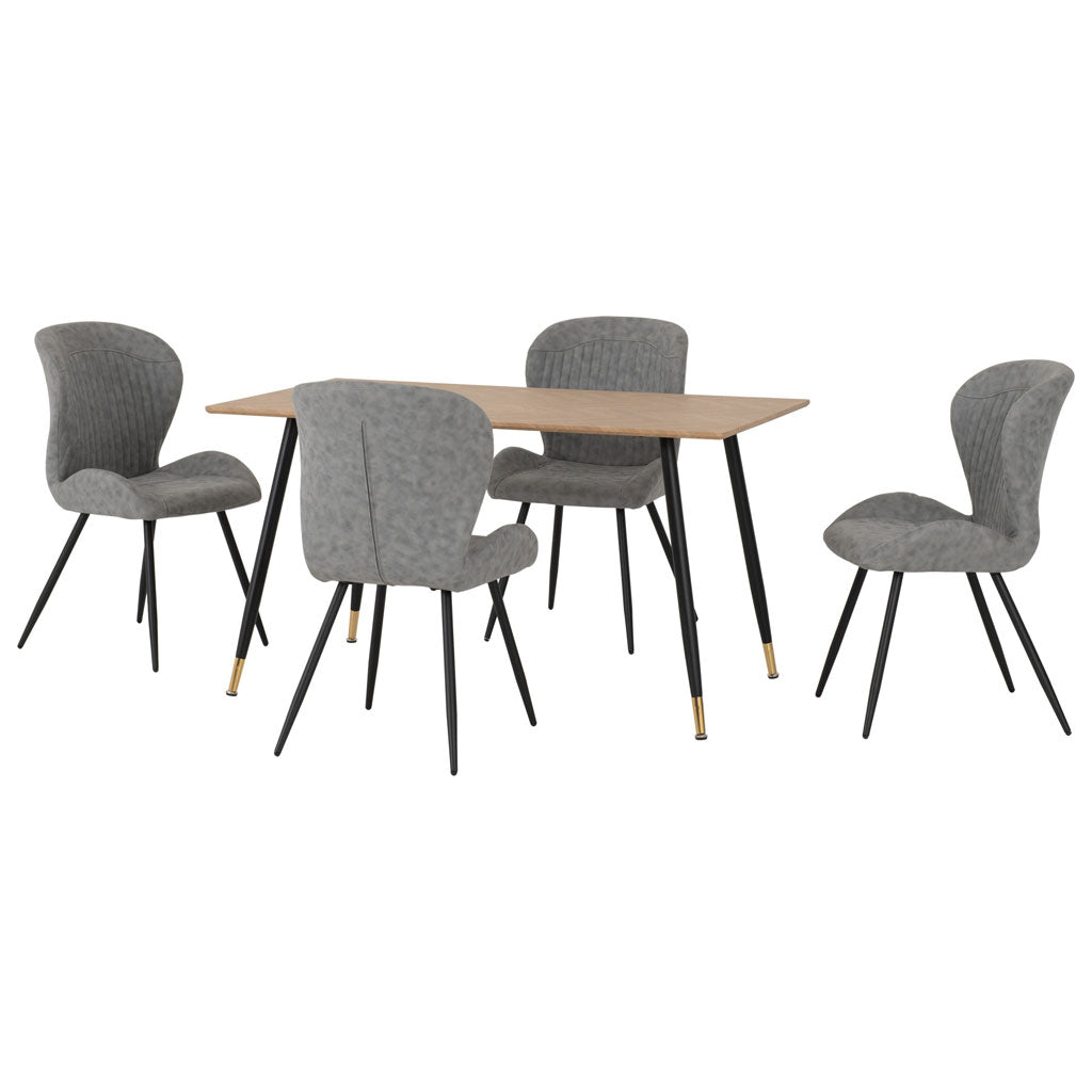 Wooden Dining Table With 4 Quebec Dining Chairs - Hamilton