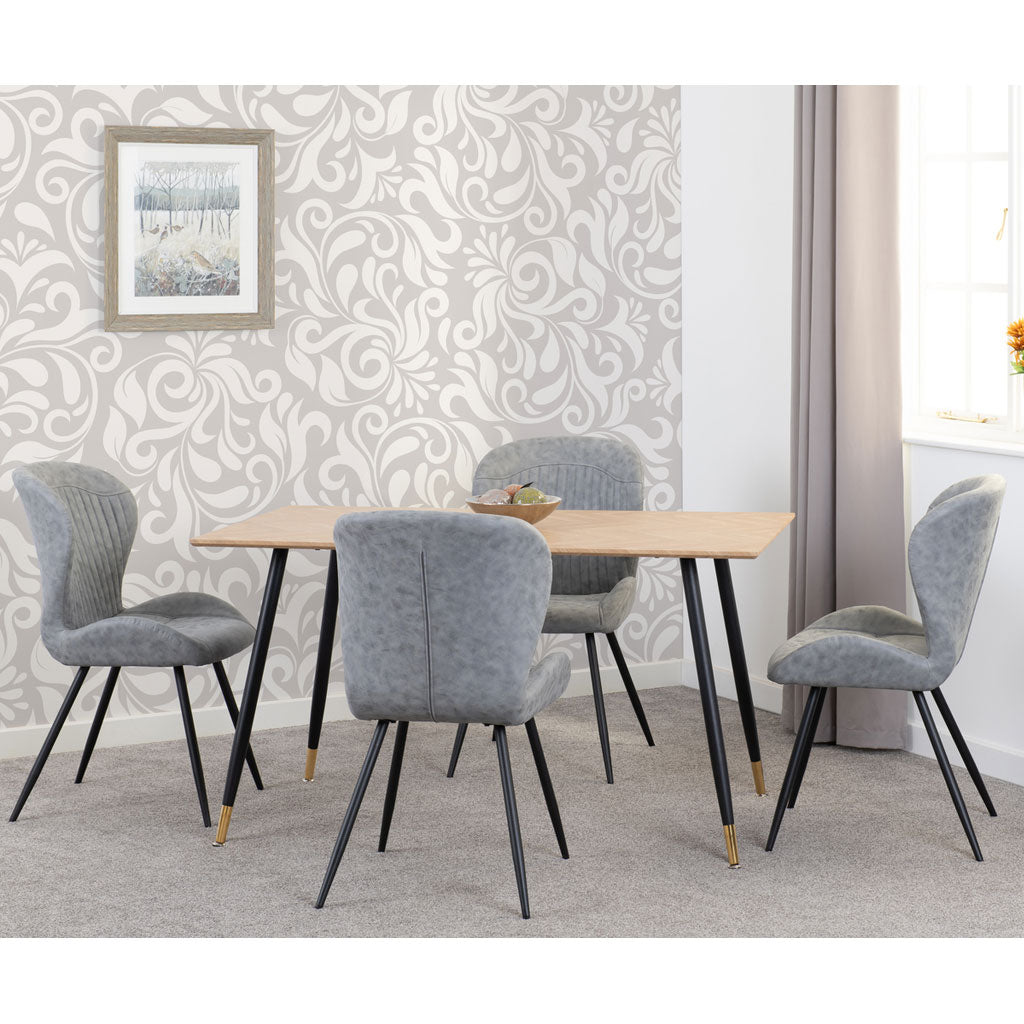 Wooden Dining Table With 4 Quebec Dining Chairs - Hamilton