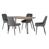 Wooden Dining Table Straight Edge With 4 Avery Dining Chairs - Quebec
