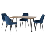 Wooden Dining Table Wave Edge With 4 Avery Dining Chairs - Quebec