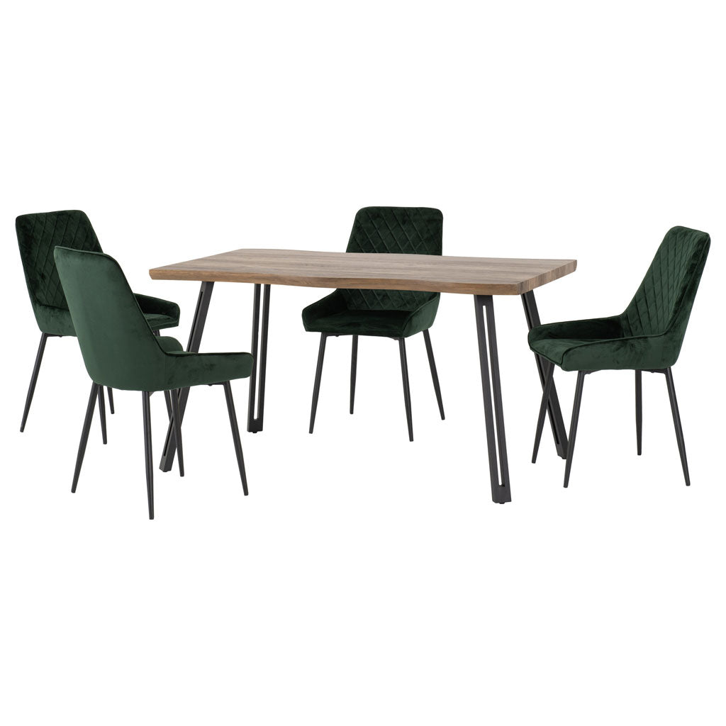 Wooden Dining Table Wave Edge With 4 Avery Dining Chairs - Quebec