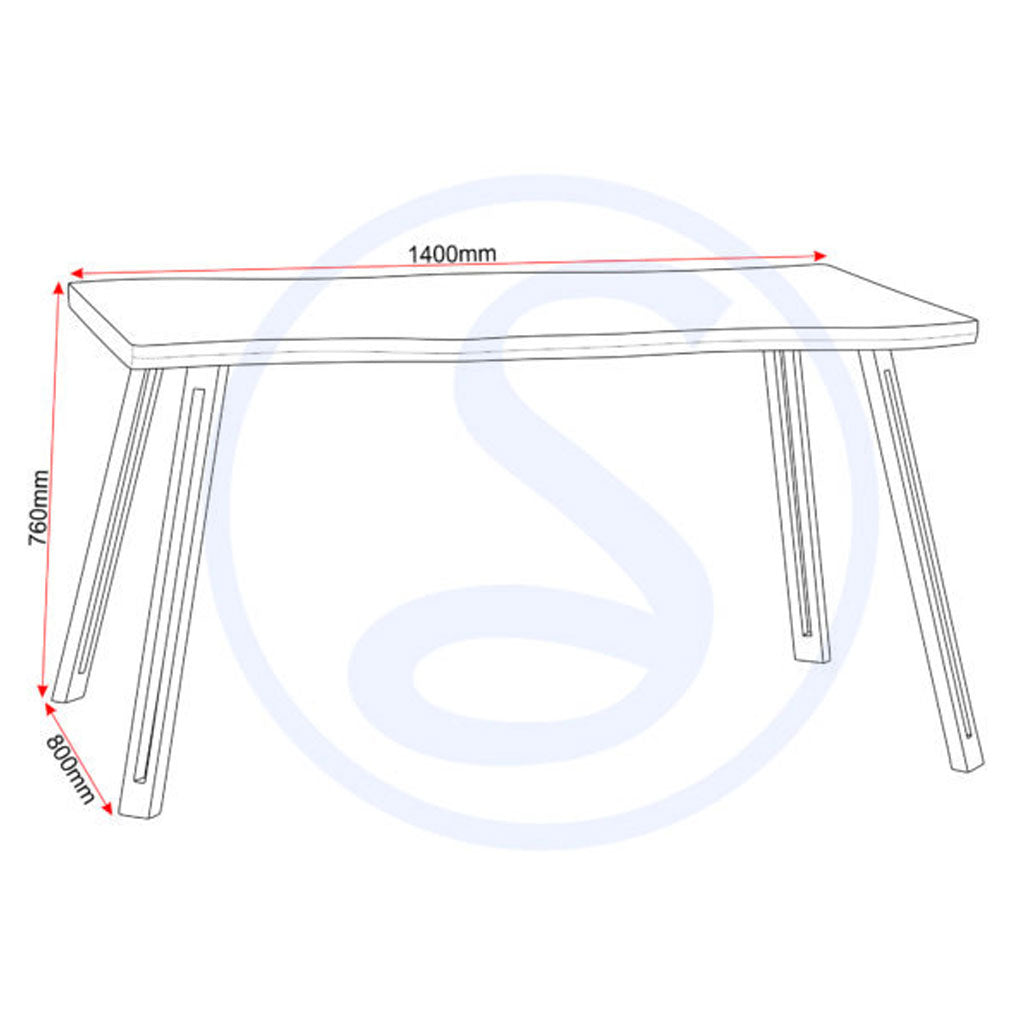 Wooden Dining Table Wave Edge With 4 Avery Dining Chairs - Quebec