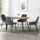 Wooden Dining Table Wave Edge With 4 Avery Dining Chairs - Quebec