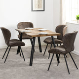 Wooden Dining Table Wave Edge With 4 Brown Dining Chairs - Quebec