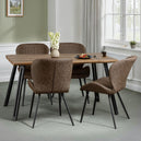 Wooden Dining Table Wave Edge With 4 Brown Dining Chairs - Quebec