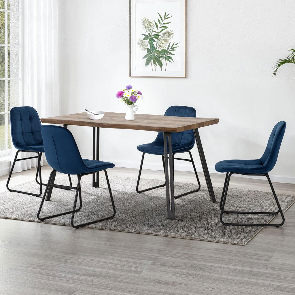 Wooden Dining Table Wave Edge With 4 Lukas Dining Chairs - Quebec