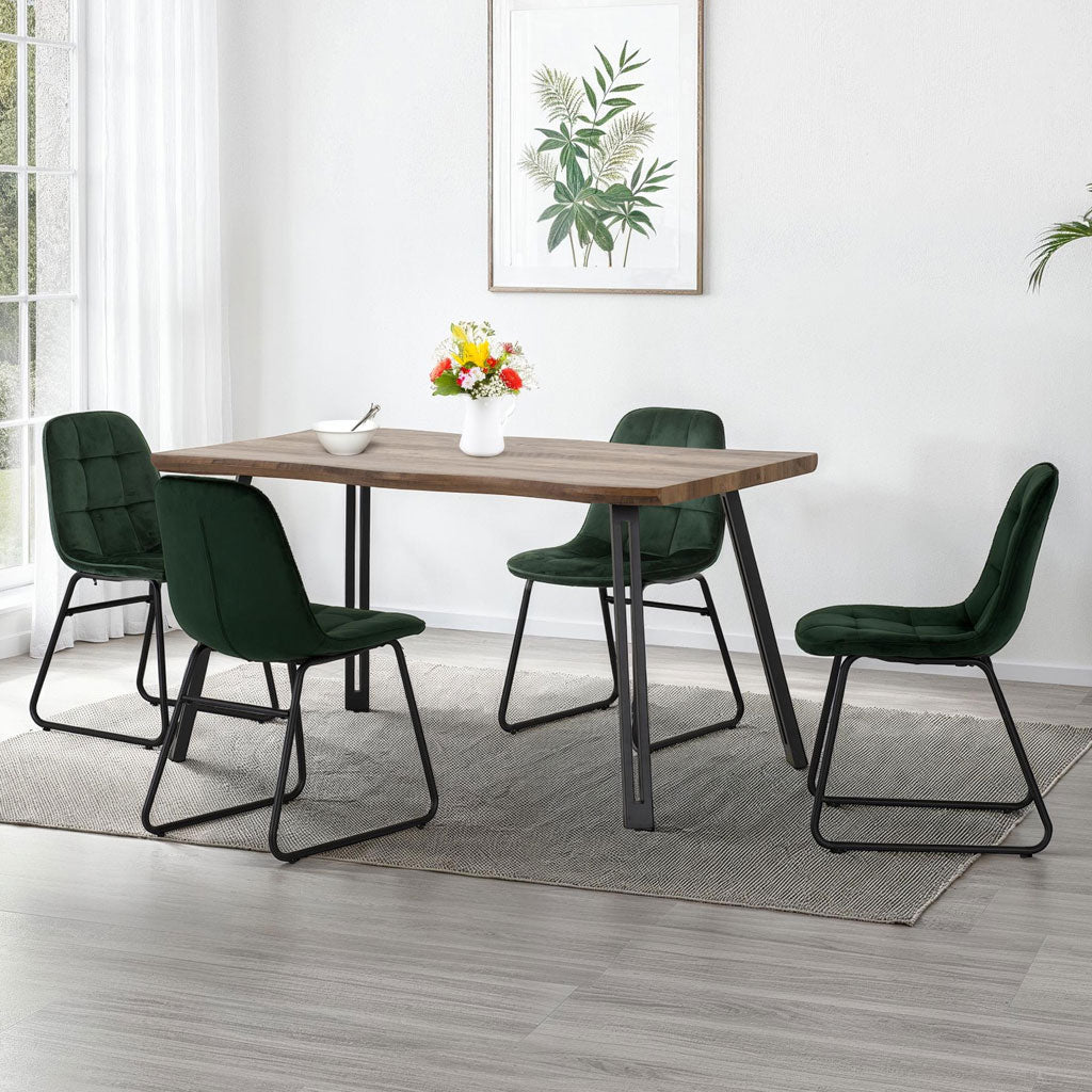 Wooden Dining Table Wave Edge With 4 Lukas Dining Chairs - Quebec