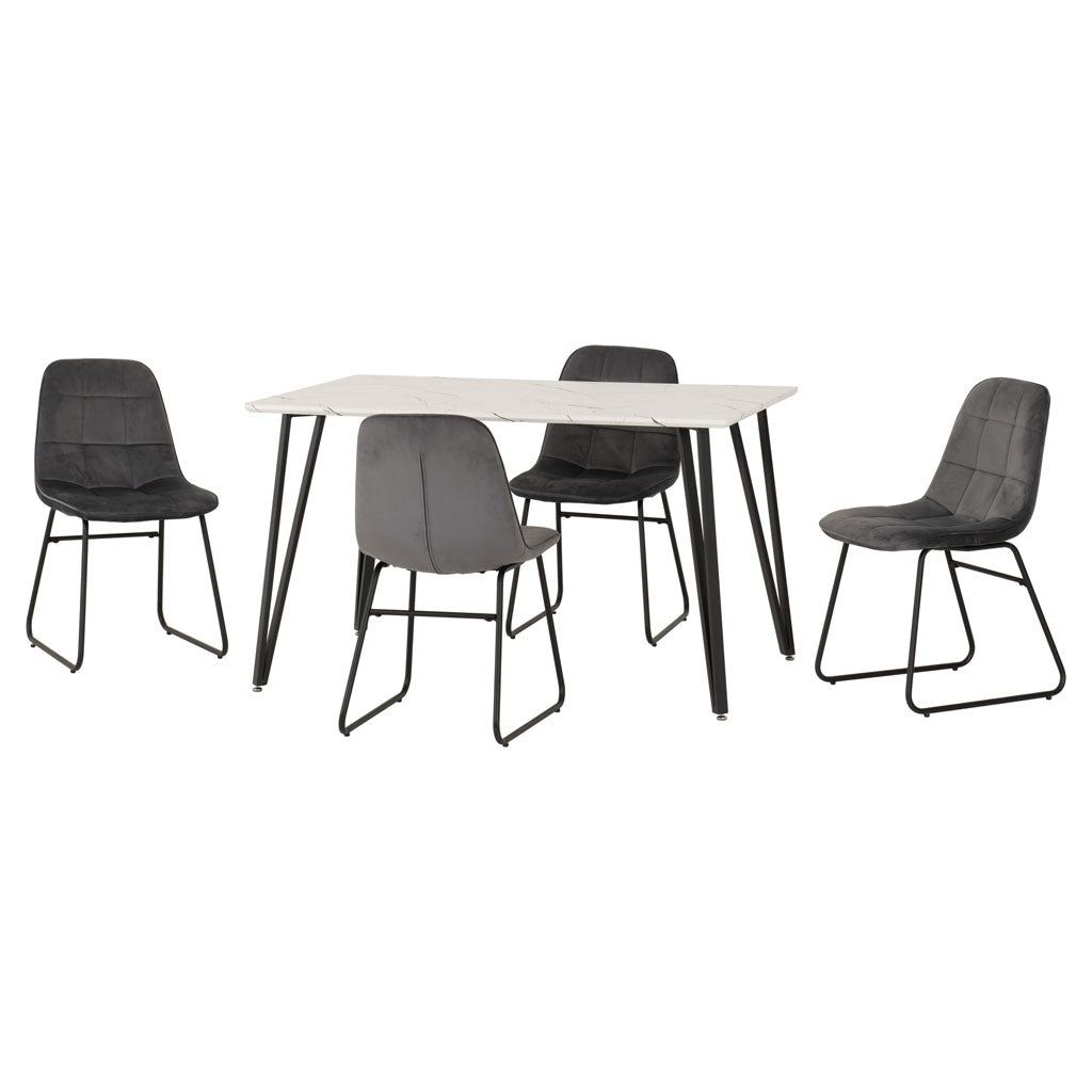 Wooden Dining Table White With 4 Lukas Dining Chairs - Marlow