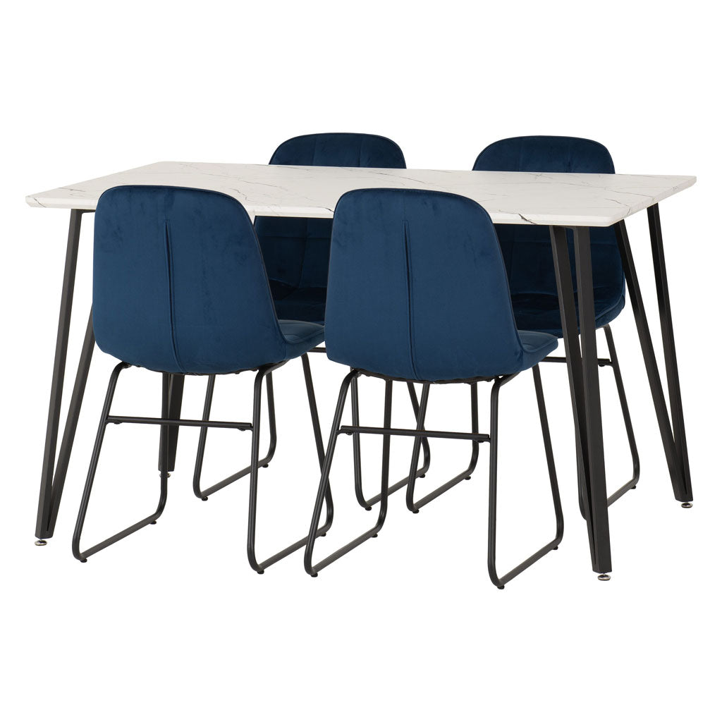 Wooden Dining Table White With 4 Lukas Dining Chairs - Marlow