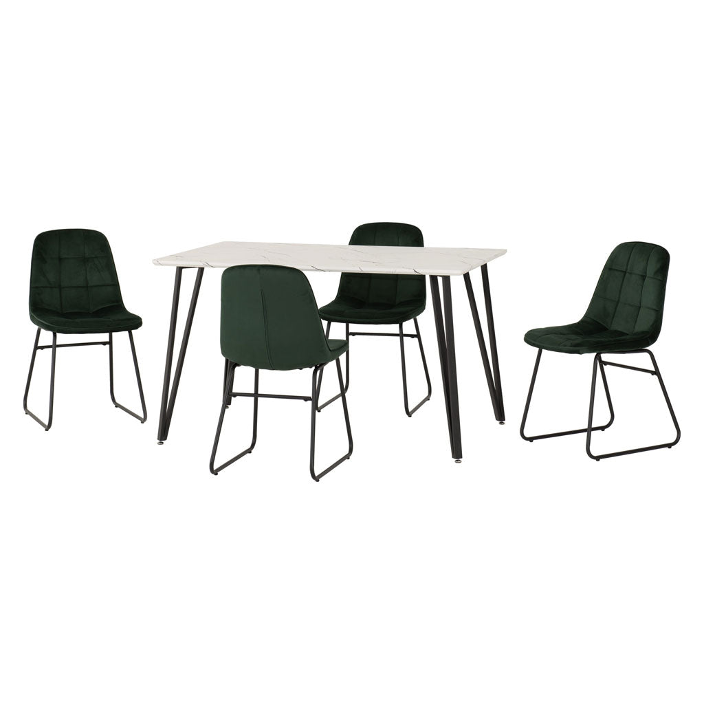 Wooden Dining Table White With 4 Lukas Dining Chairs - Marlow