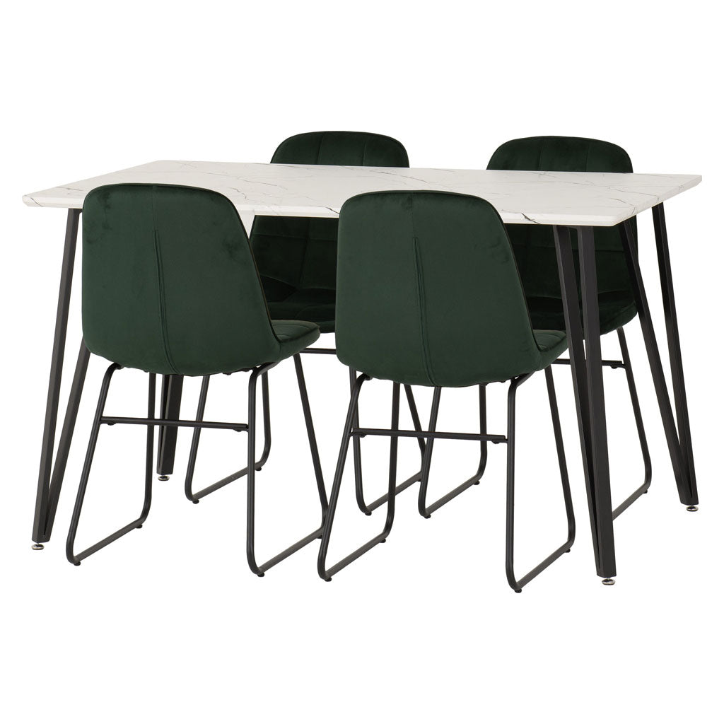 Wooden Dining Table White With 4 Lukas Dining Chairs - Marlow