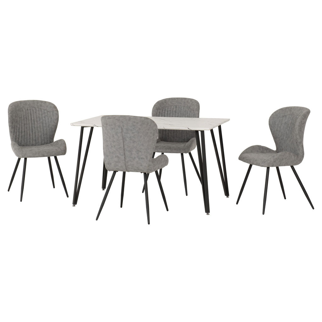 Wooden Dining Table White With 4 Quebec Dining Chairs - Marlow