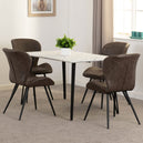 Wooden Dining Table White With 4 Quebec Dining Chairs - Marlow