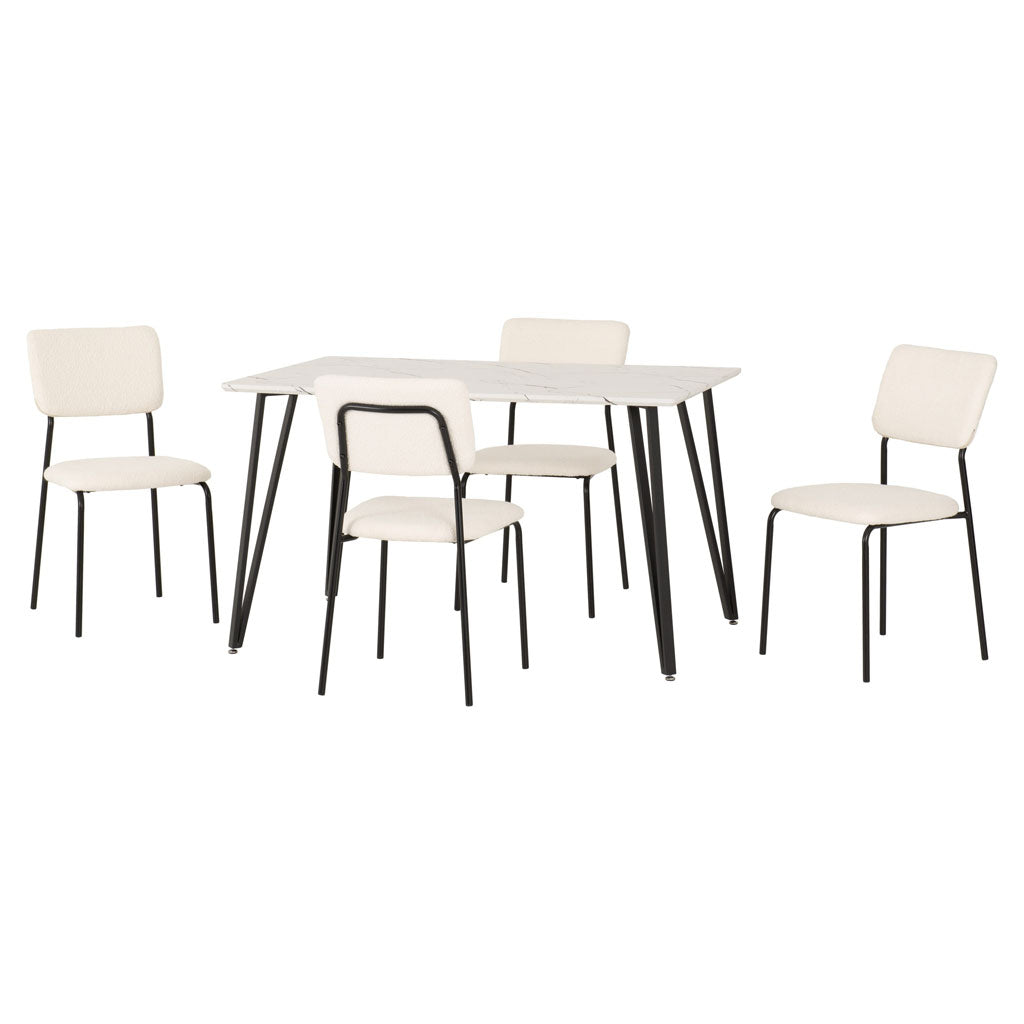 Wooden Dining Table White With 4 Sheldon Dining Chairs - Marlow