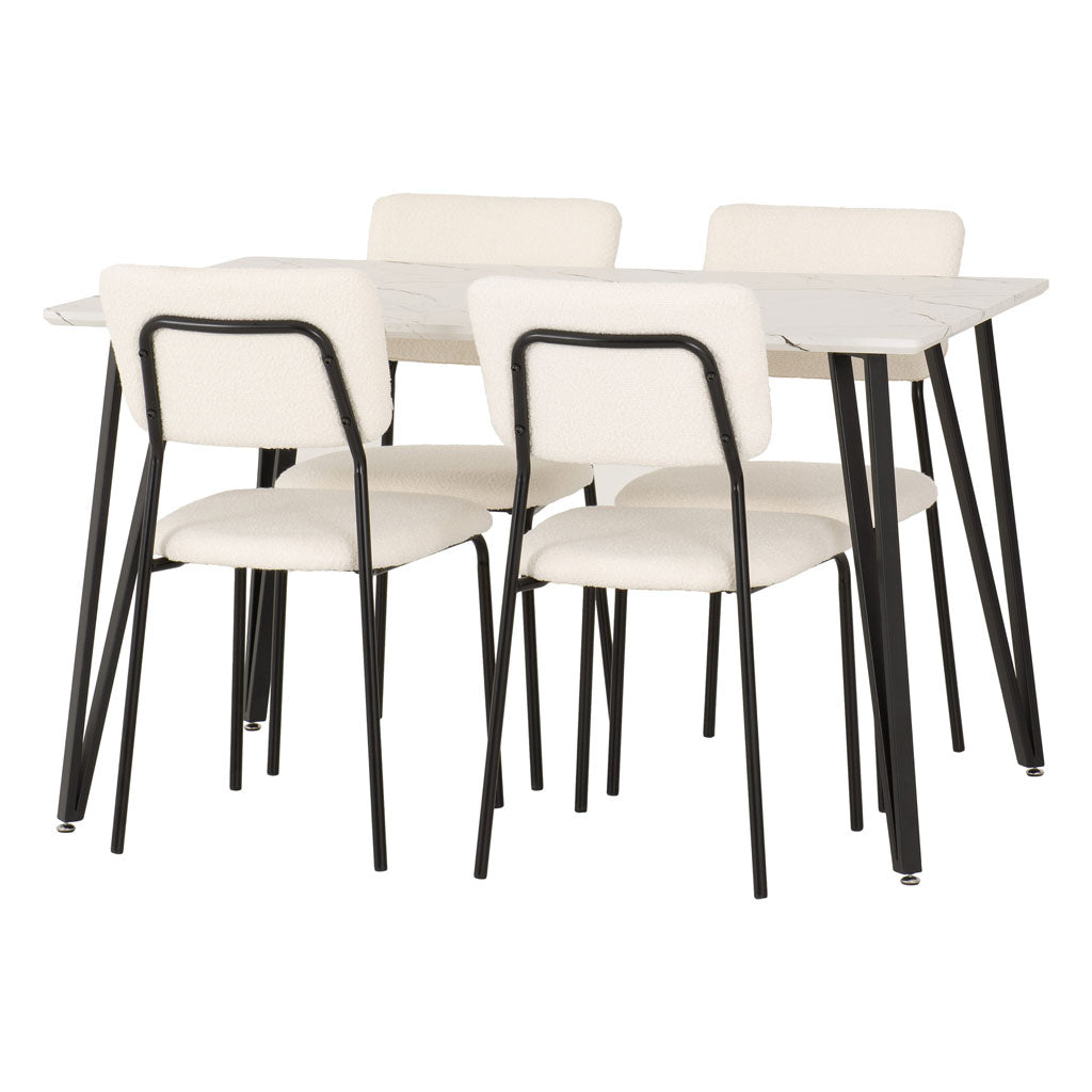 Wooden Dining Table White With 4 Sheldon Dining Chairs - Marlow