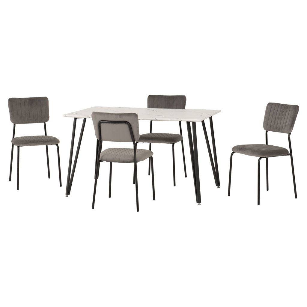 Wooden Dining Table White With 4 Sheldon Dining Chairs - Marlow