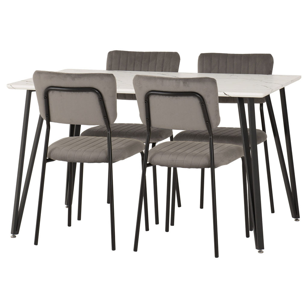 Wooden Dining Table White With 4 Sheldon Dining Chairs - Marlow