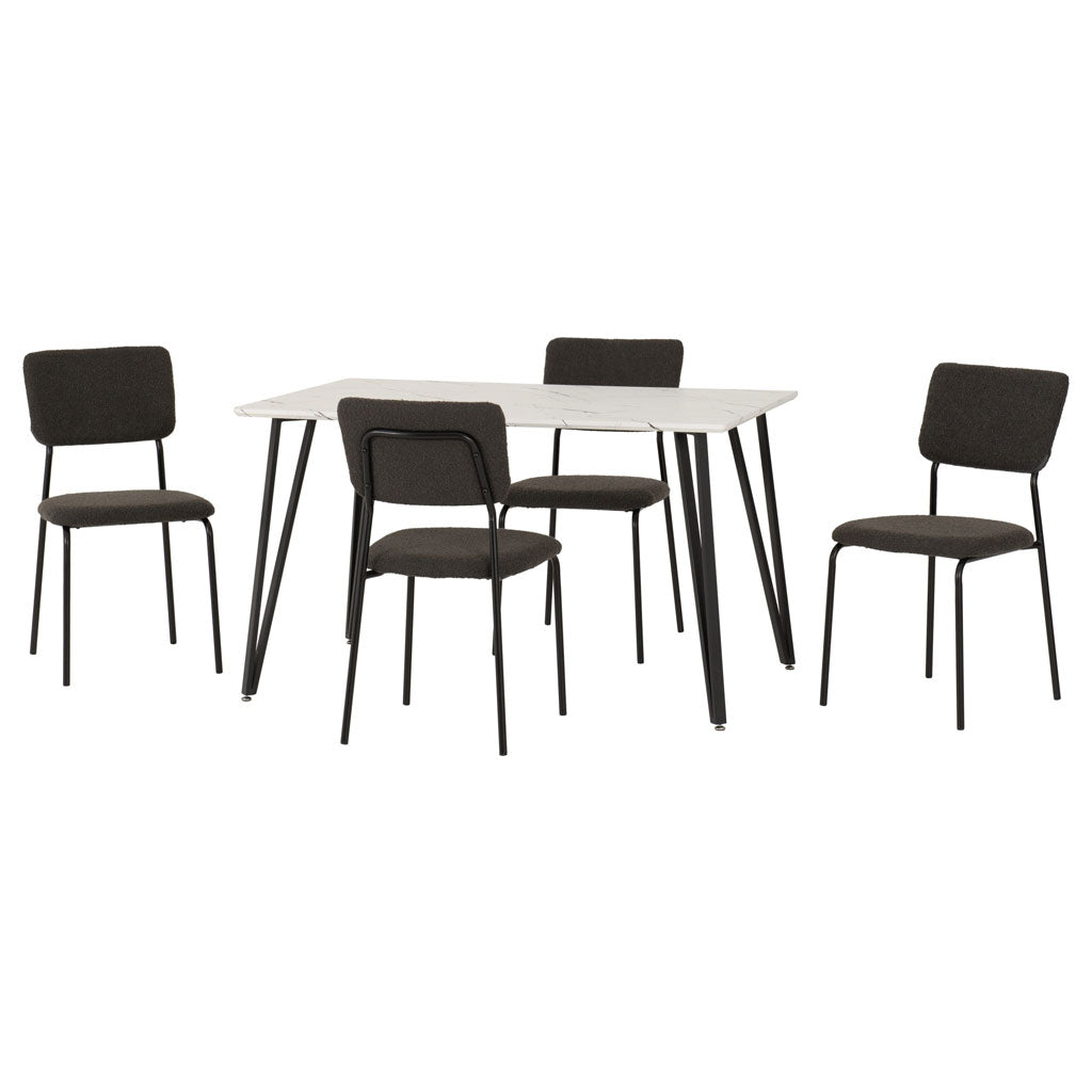 Wooden Dining Table White With 4 Sheldon Dining Chairs - Marlow