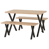 Wooden Dining Table With 2 Dining Benches - Buxton