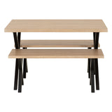 Wooden Dining Table With 2 Dining Benches - Buxton