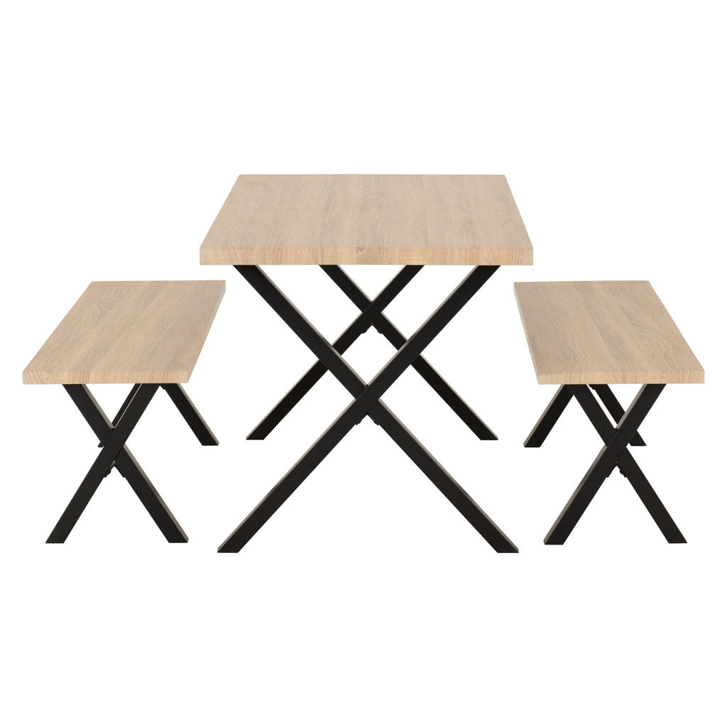 Wooden Dining Table With 2 Dining Benches - Buxton