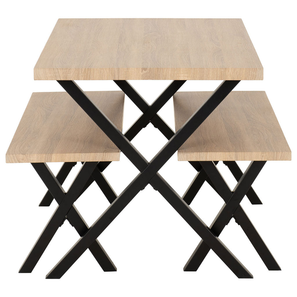 Wooden Dining Table With 2 Dining Benches - Buxton
