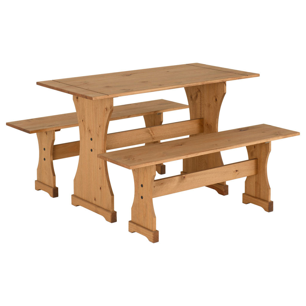Wooden Dining Table With 2 Dining Benches - Corona | Cozy Furniture Direct