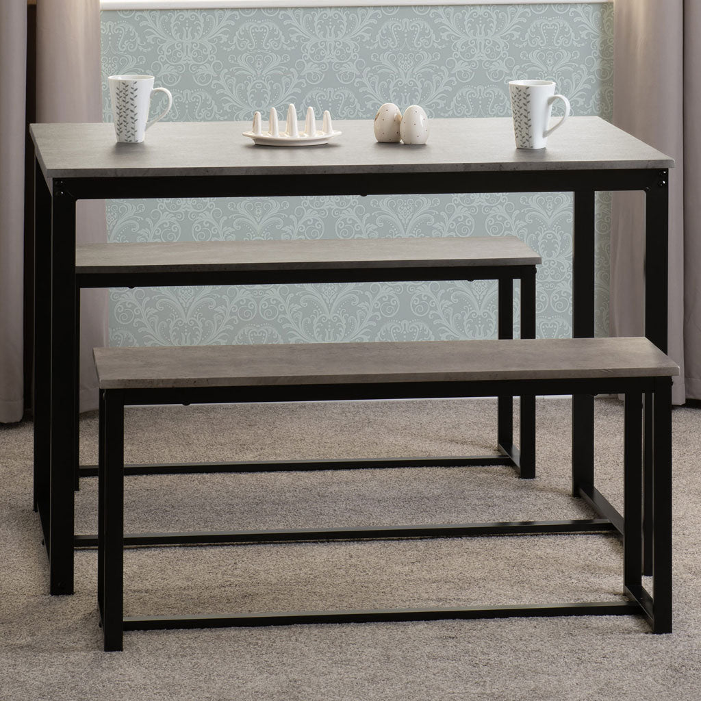 Wooden Dining Table With 2 Dining Benches - Lincoln