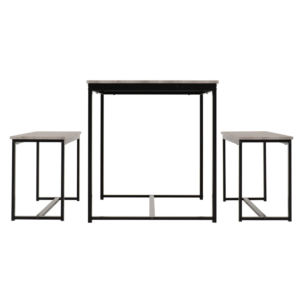 Wooden Dining Table With 2 Dining Benches - Lincoln