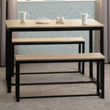 Wooden Dining Table With 2 Dining Benches - Lincoln