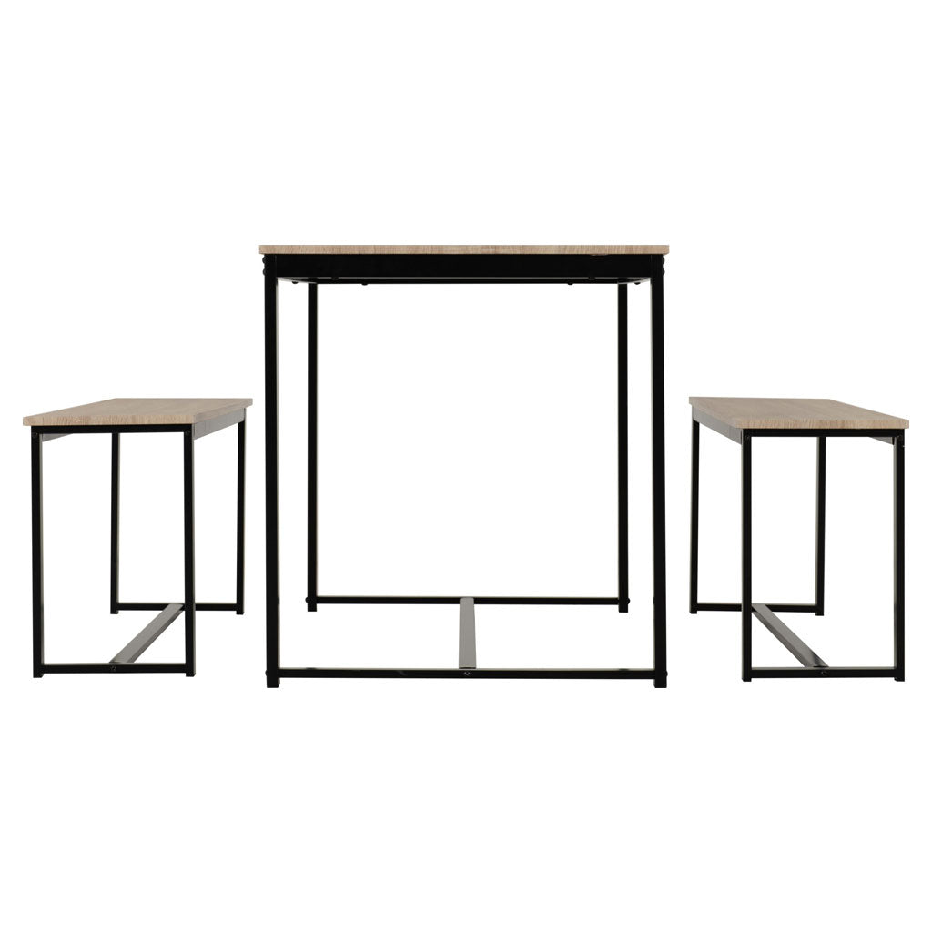 Wooden Dining Table With 2 Dining Benches - Lincoln