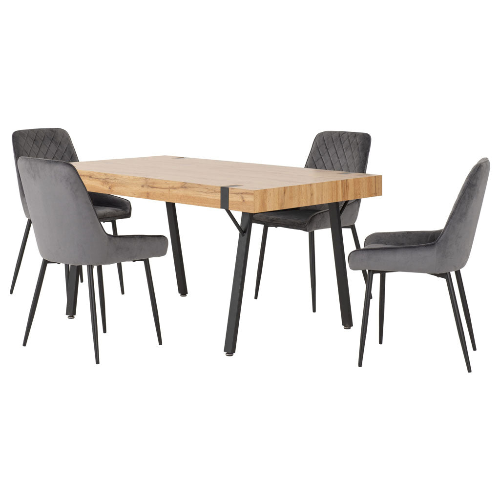 Wooden Dining Table With 4 Avery Dining Chairs - Treviso