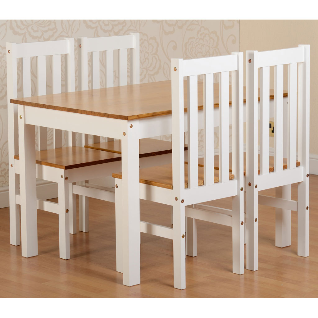 Wooden Dining Table With 4 Dining Chairs - Ludlow