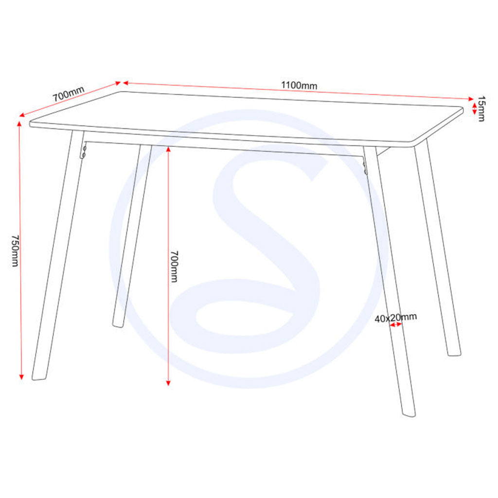 Wooden Dining Table With 4 Dining Chairs - Riley