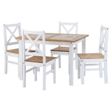 Wooden Dining Table With 4 Dining Chairs - Salvador