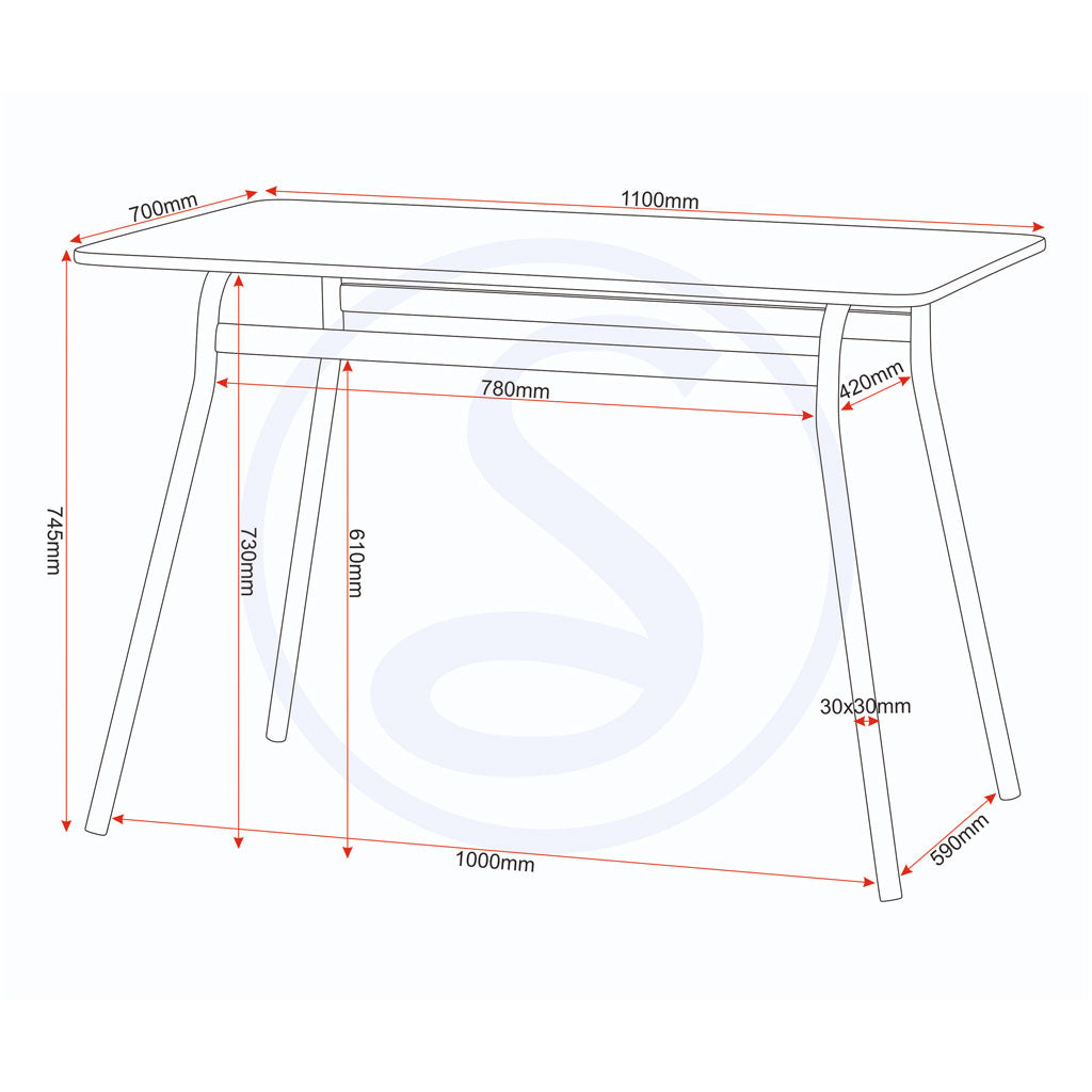 Wooden Dining Table With 4 Dining Chairs - Warren