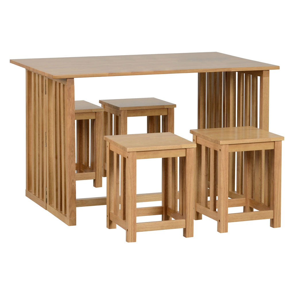 Wooden Dining Table With 4 Dining Stools - Richmond