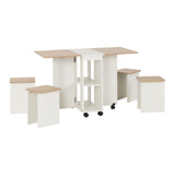 Wooden Dining Table With 4 Dining Stools - Seymore