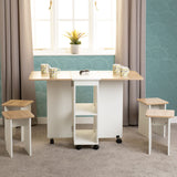 Wooden Dining Table With 4 Dining Stools - Seymore