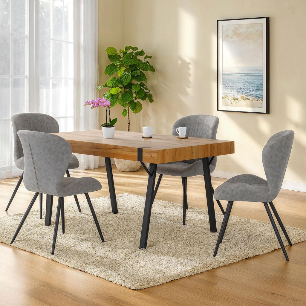 Wooden Dining Table With 4 Quebec Dining Chairs - Treviso
