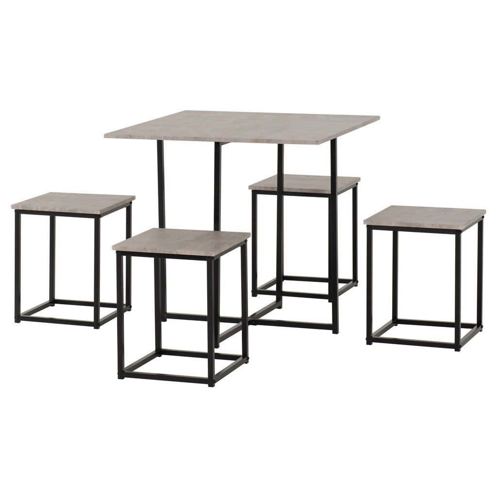 Wooden Dining Table With 4 Stools - Kent