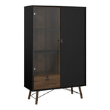 Wooden Display Cabinet With 1 Door 1 Glass Door And 1 Drawer - Ry