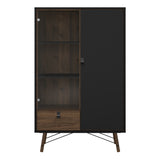 Wooden Display Cabinet With 1 Door 1 Glass Door And 1 Drawer - Ry
