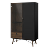 Wooden Display Cabinet With 1 Door 1 Glass Door And 1 Drawer - Ry