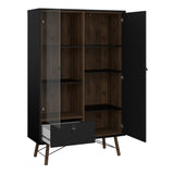 Wooden Display Cabinet With 1 Door 1 Glass Door And 1 Drawer - Ry