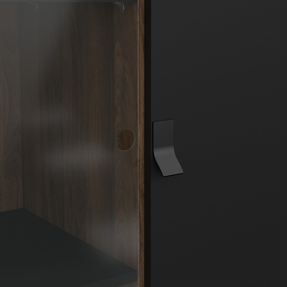 Wooden Display Cabinet With 1 Door 1 Glass Door And 1 Drawer - Ry