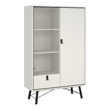 Wooden Display Cabinet With 1 Door 1 Glass Door And 1 Drawer - Ry